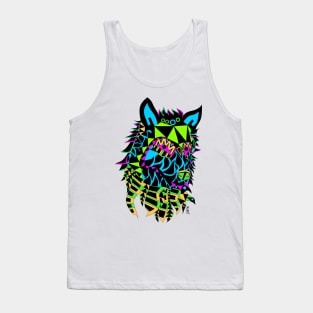 colorful kawaii ecopop wolf in mexican chicano art Tank Top